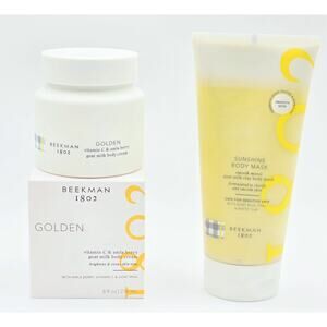 Beekman 1802 Golden-Goat Milk, Amla, Vit-C Body Cream + Phthalate Clay Body Mask